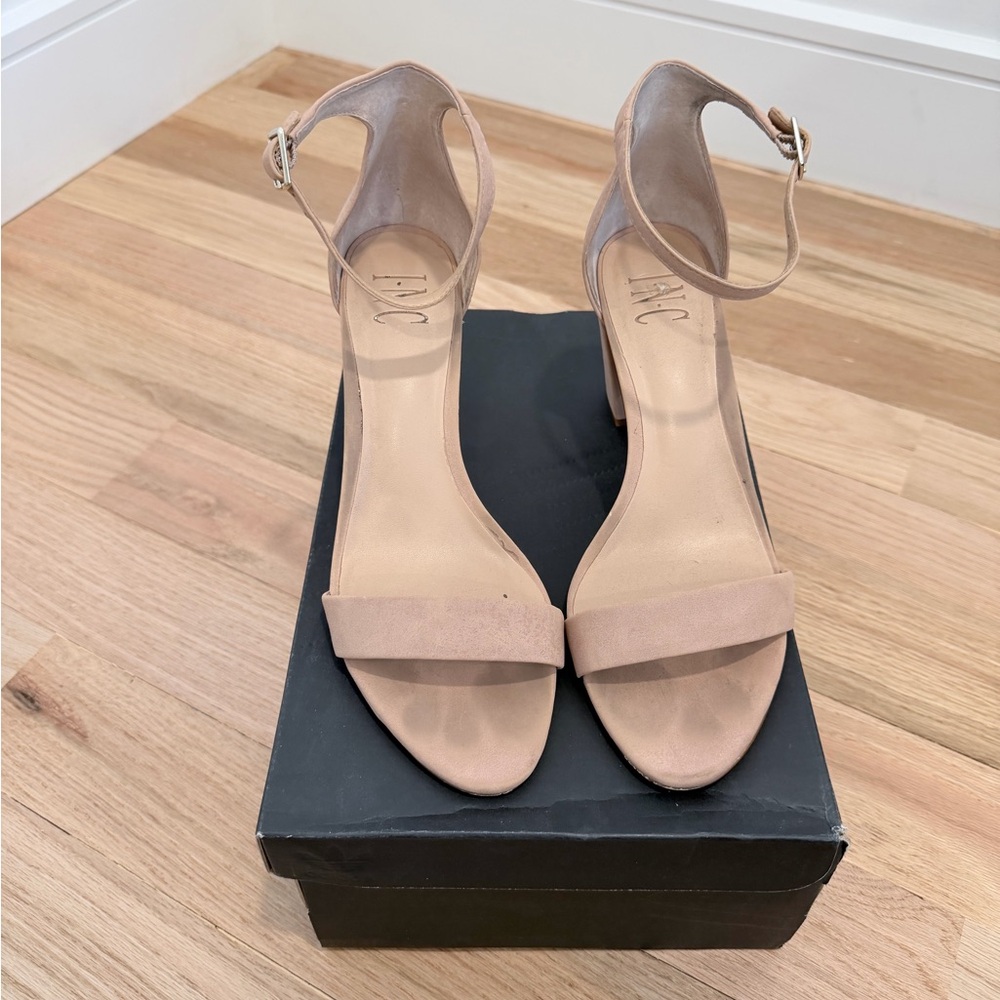 INC International Concepts Nude Ankle Strap Heels